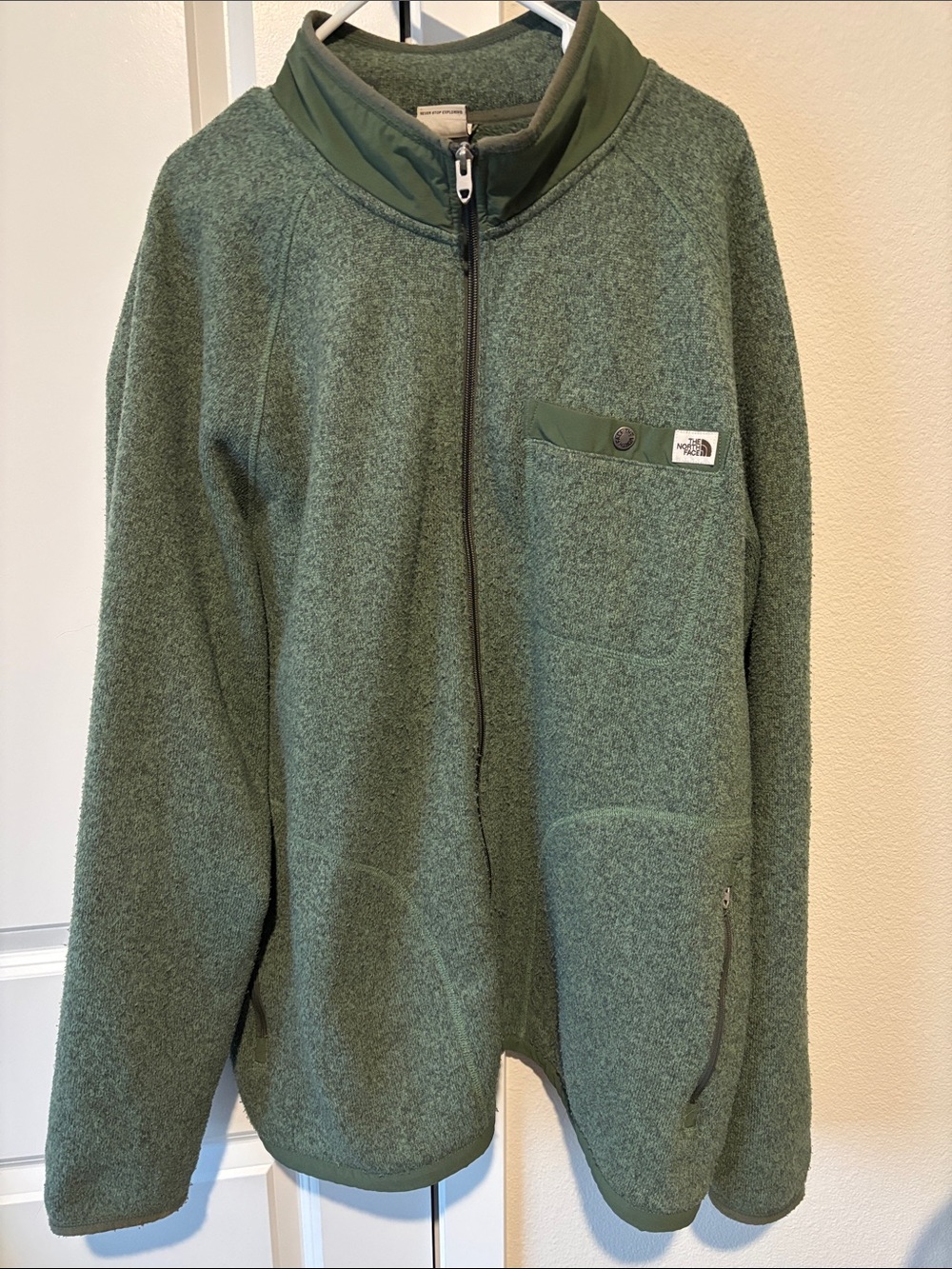 The North Face Men’s Olive Green Full-Zip Fleece Jacket